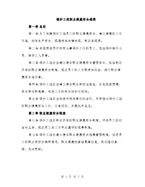 锅炉工段职业健康安全规程（2篇）