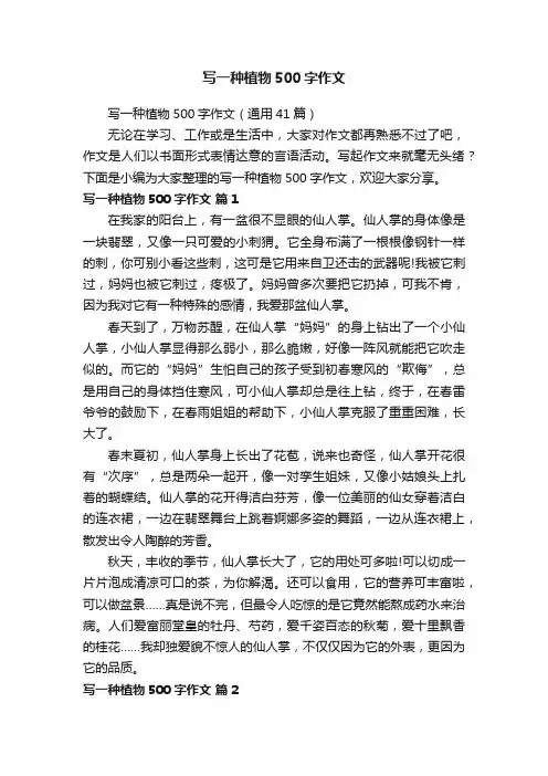 写一种植物500字作文（通用41篇）