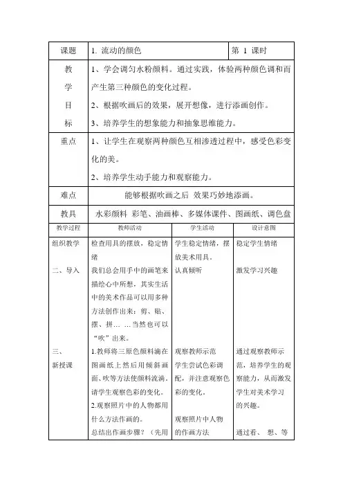 美术二年级上册《流动的颜色》教案