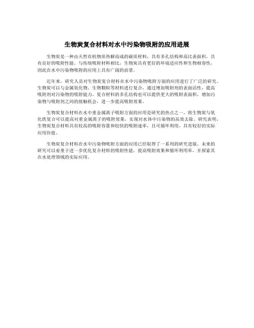 生物炭复合材料对水中污染物吸附的应用进展