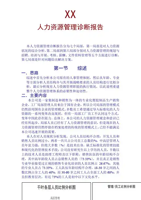 XX有限公司人力资源管理诊断报告