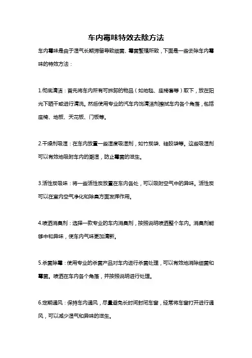 车内霉味特效去除方法