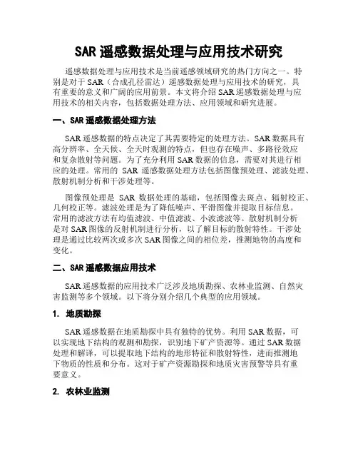 SAR遥感数据处理与应用技术研究