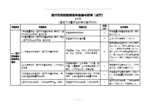 医疗机构校验现场审查基本标准(试行)