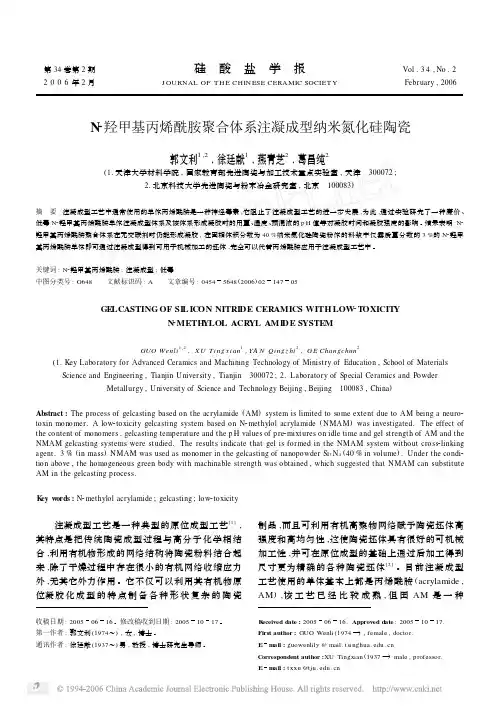 N_羟甲基丙烯酰胺聚合体系注凝成型纳米氮化硅陶瓷