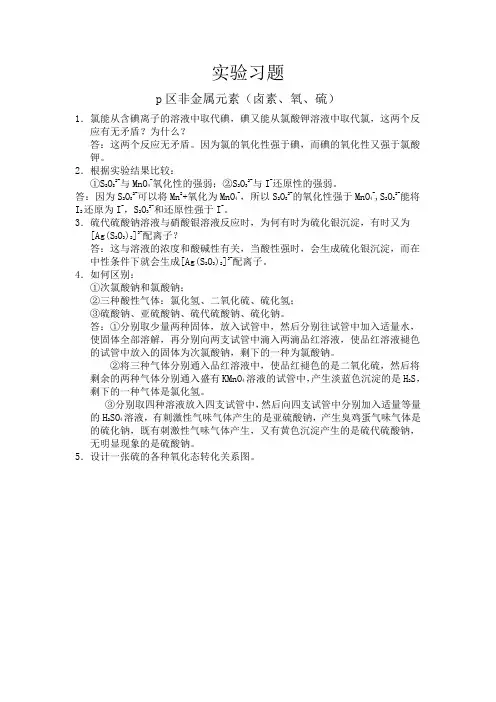 大学无机化学实验集锦