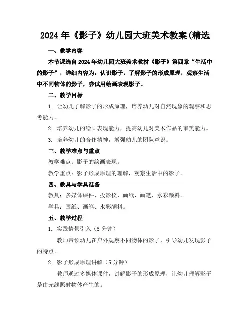 2024年《影子》幼儿园大班美术教案(精选