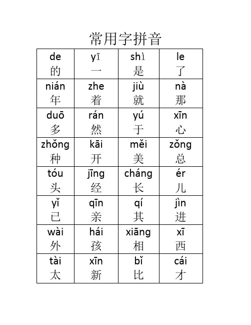 幼儿学汉字(常用汉字拼音)
