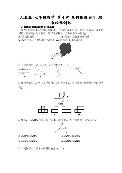 人教版 七年级数学上册 第4章 几何图形初步 综合培优训练(含答案)