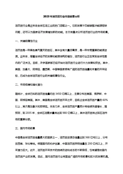 2023年油页岩行业市场前景分析