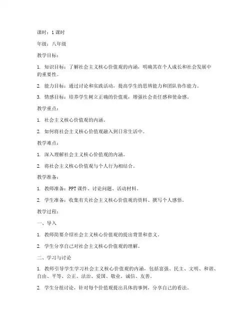 思政班会活动教案模板范文
