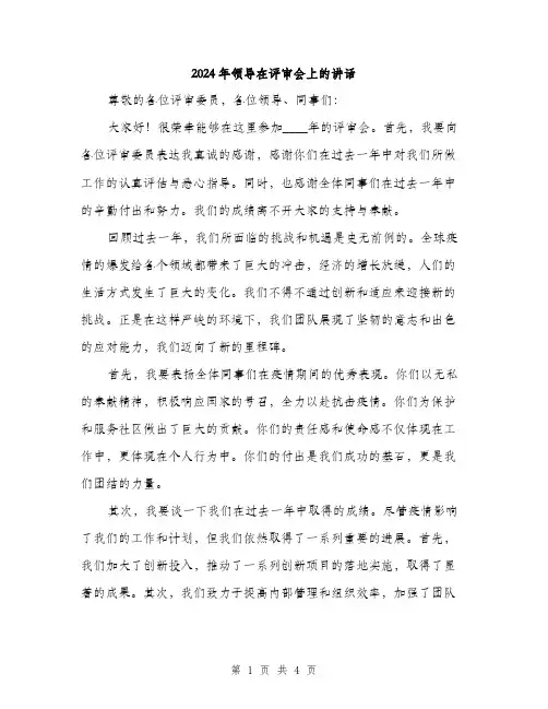 2024年领导在评审会上的讲话(2篇)