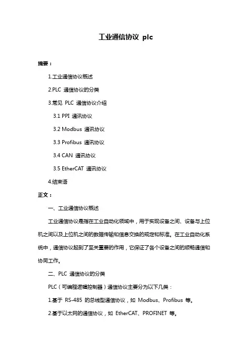 工业通信协议 plc