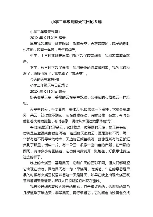 小学二年级观察天气日记3篇
