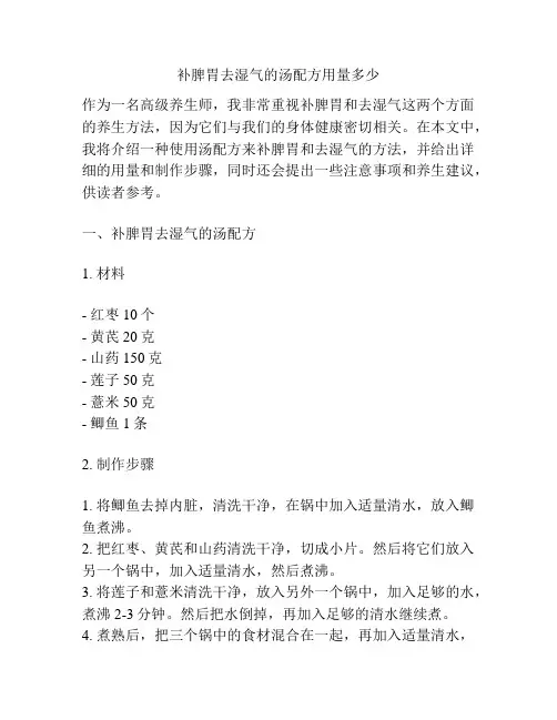 补脾胃去湿气的汤配方用量多少
