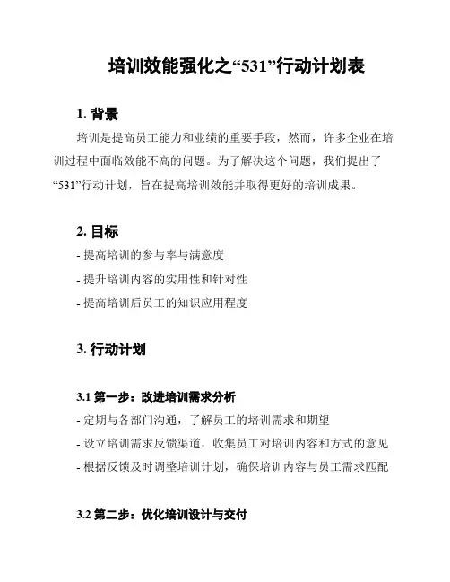 培训效能强化之“531”行动计划表