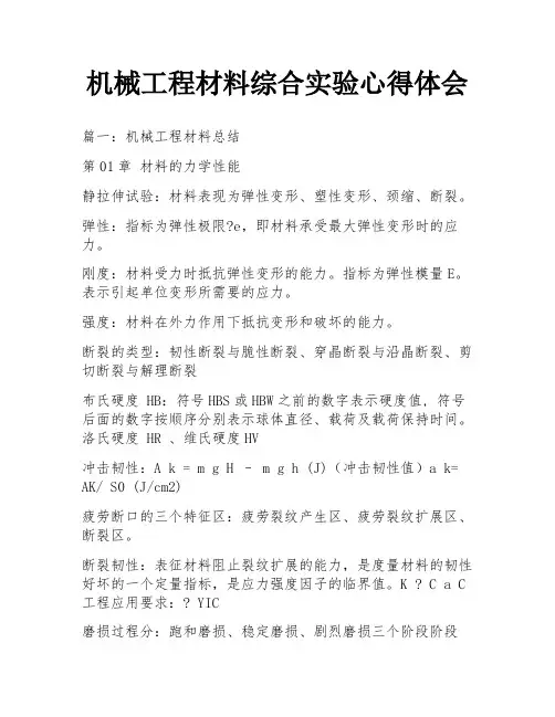 机械工程材料综合实验心得体会