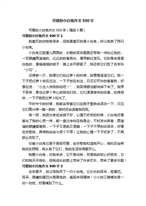 可爱的小白兔作文500字（精选3篇）