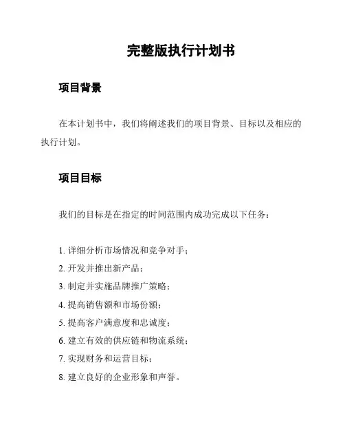 完整版执行计划书