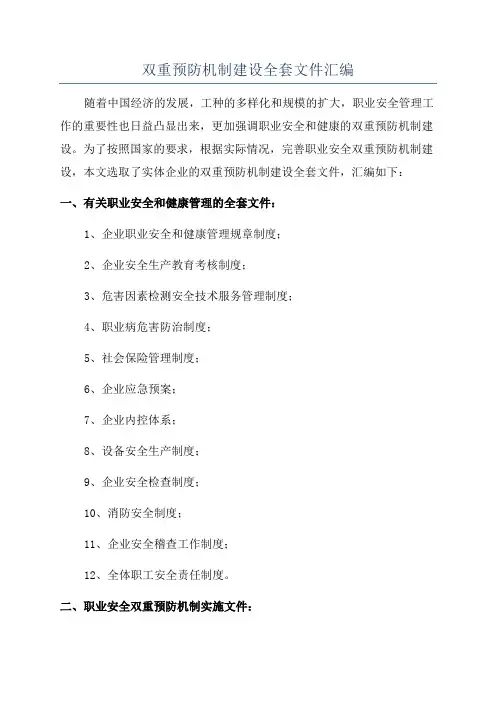 双重预防机制建设全套文件汇编