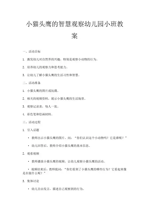 小猫头鹰的智慧观察幼儿园小班教案