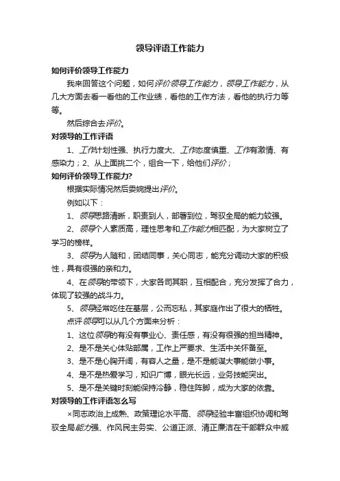 领导评语工作能力
