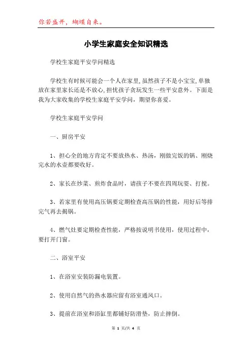 小学生家庭安全知识精选