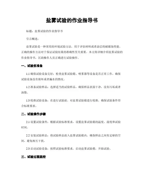 盐雾试验的作业指导书