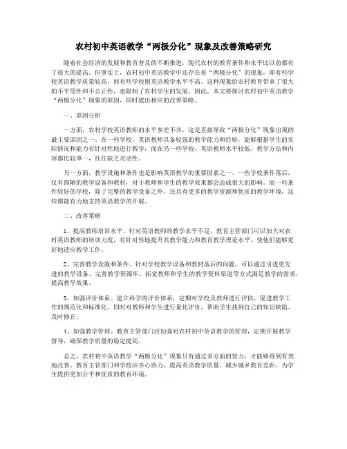 农村初中英语教学“两极分化”现象及改善策略研究