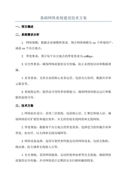 基础网络系统建设技术方案