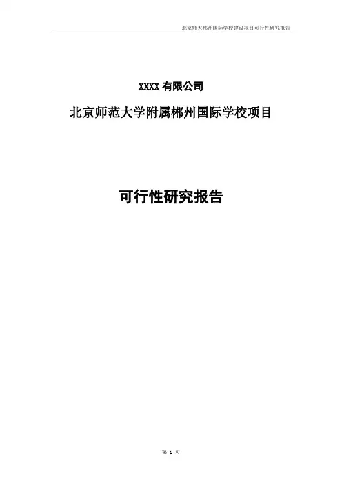 北京师范大学附属郴州国际学校项目可行性研究报告
