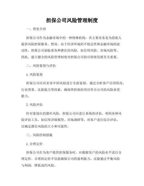 担保公司风险管理制度