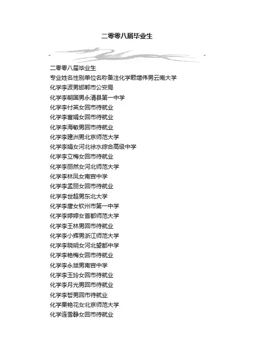 二零零八届毕业生