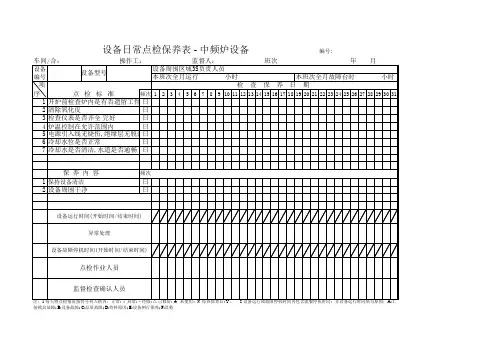 设备日常点检保养表---中频炉设备