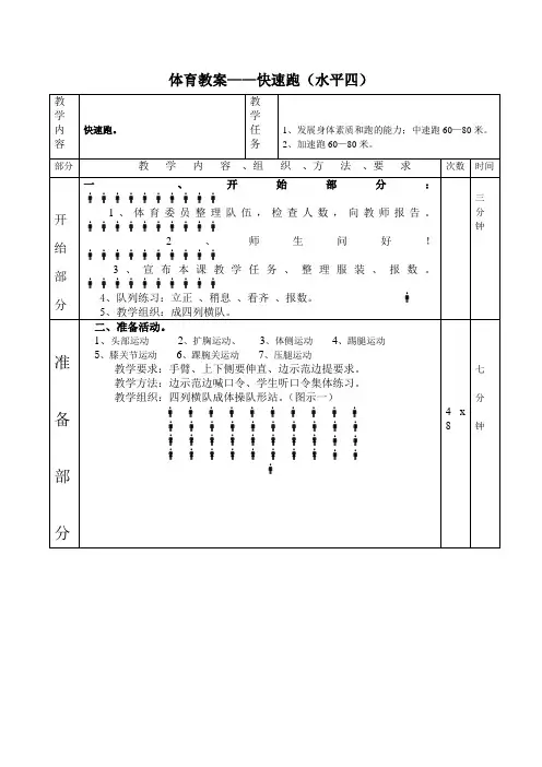 体育教案——快速跑(水平四)