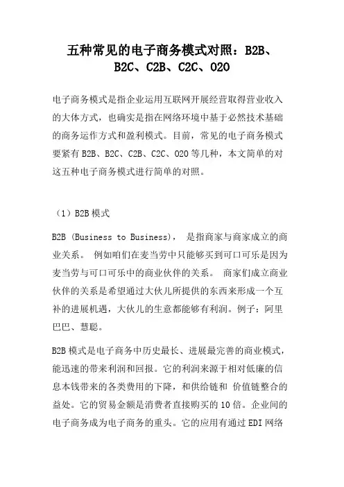 五种常见的电子商务