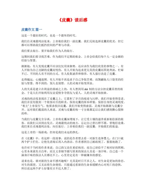 《皮囊》读后感范文