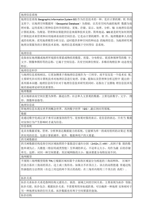 地理信息系统名词大全