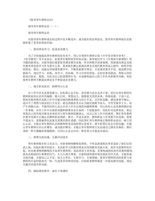指导青年教师总结12篇全面版