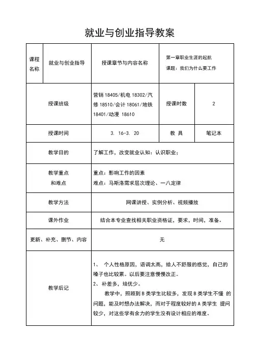 第二周技校生就业与创业指导教案