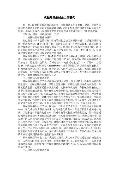 机械热压缩制盐工艺研究