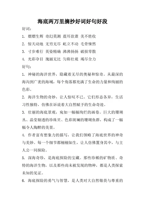 海底两万里摘抄好词好句好段