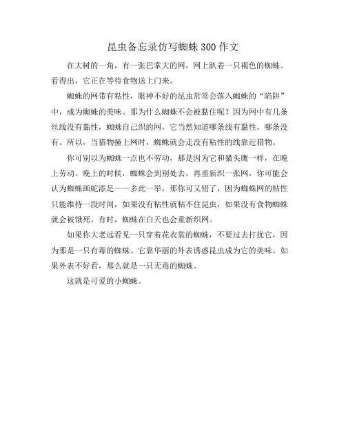 昆虫备忘录仿写蜘蛛300作文