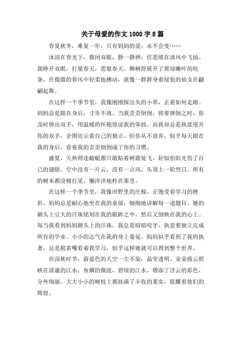 关于母爱的作文1000字8篇