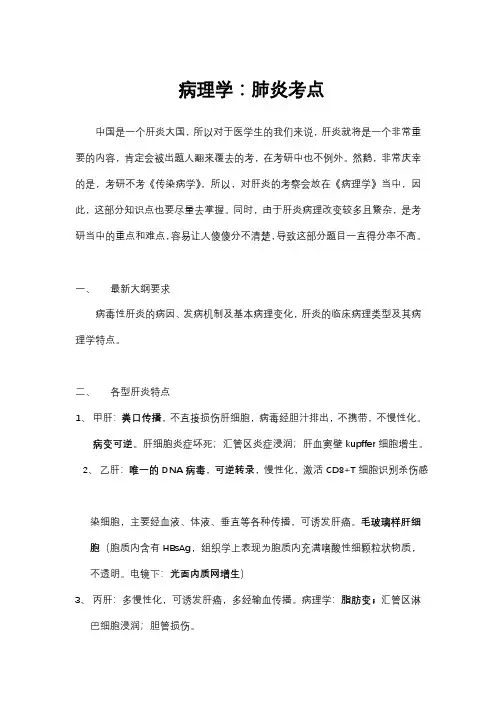 病理学：肺炎考点