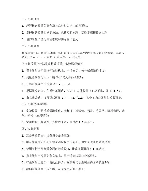测定杨氏模量的实验报告