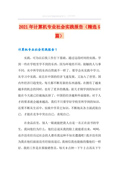 2021年计算机专业社会实践报告(精选5篇)