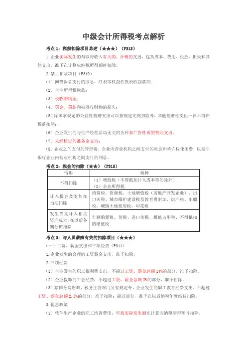 中级会计所得税考点解析