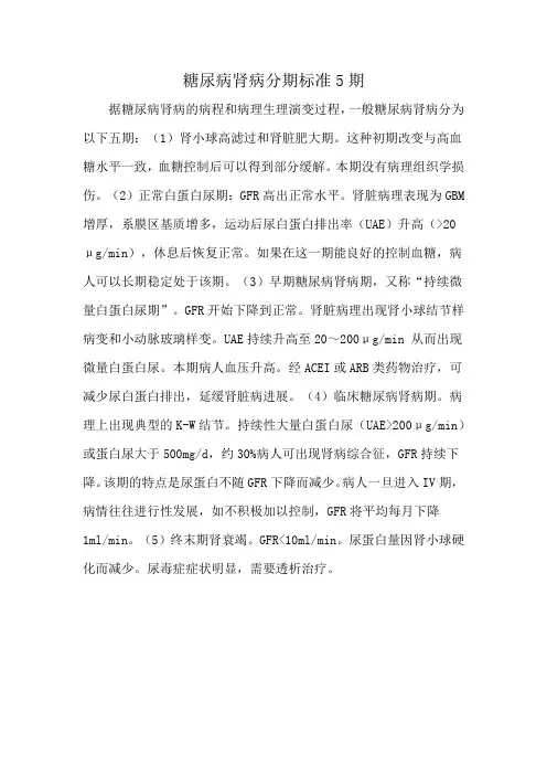 糖尿病肾病分期标准5期