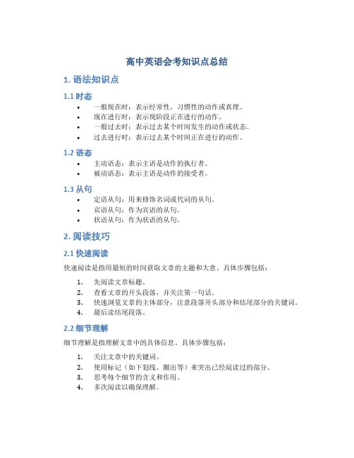 高中英语会考知识点总结